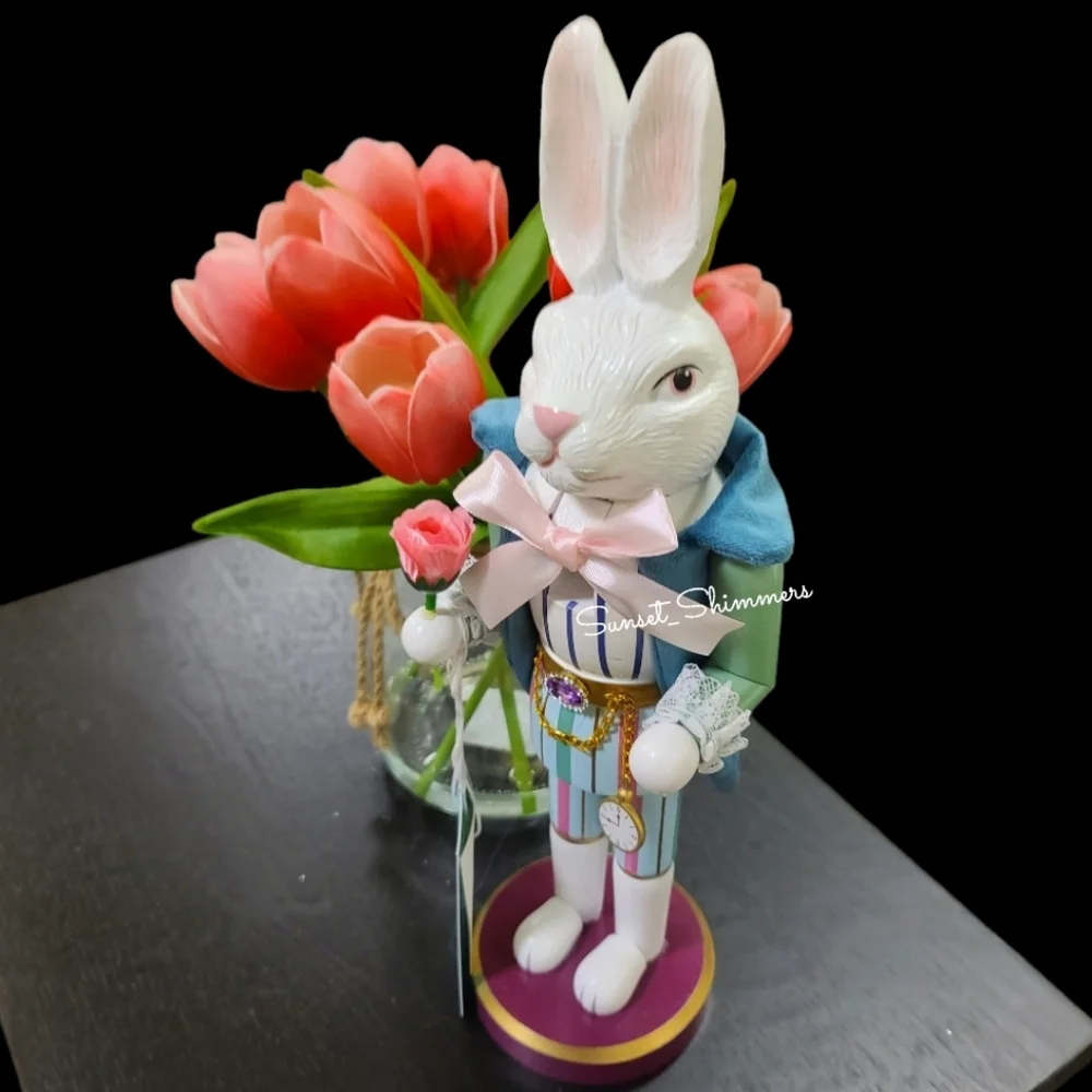 Jeweled Victorian Gentleman Easter Bunny Nutcracker Bow Tie Clock Pocket Watch
